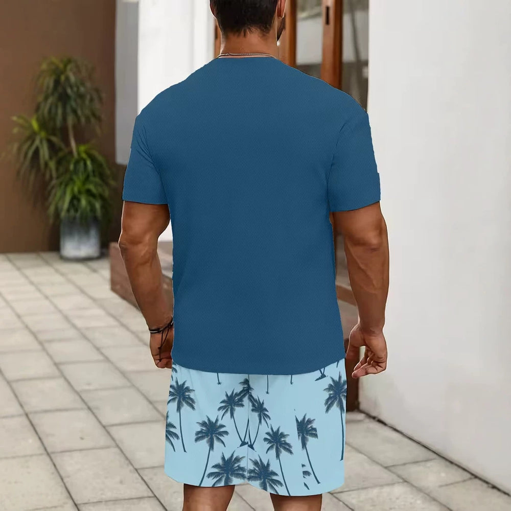men's short-sleeve and shorts set, casual sportswear set, 3d printed cross-border hot seller, dropshipping available