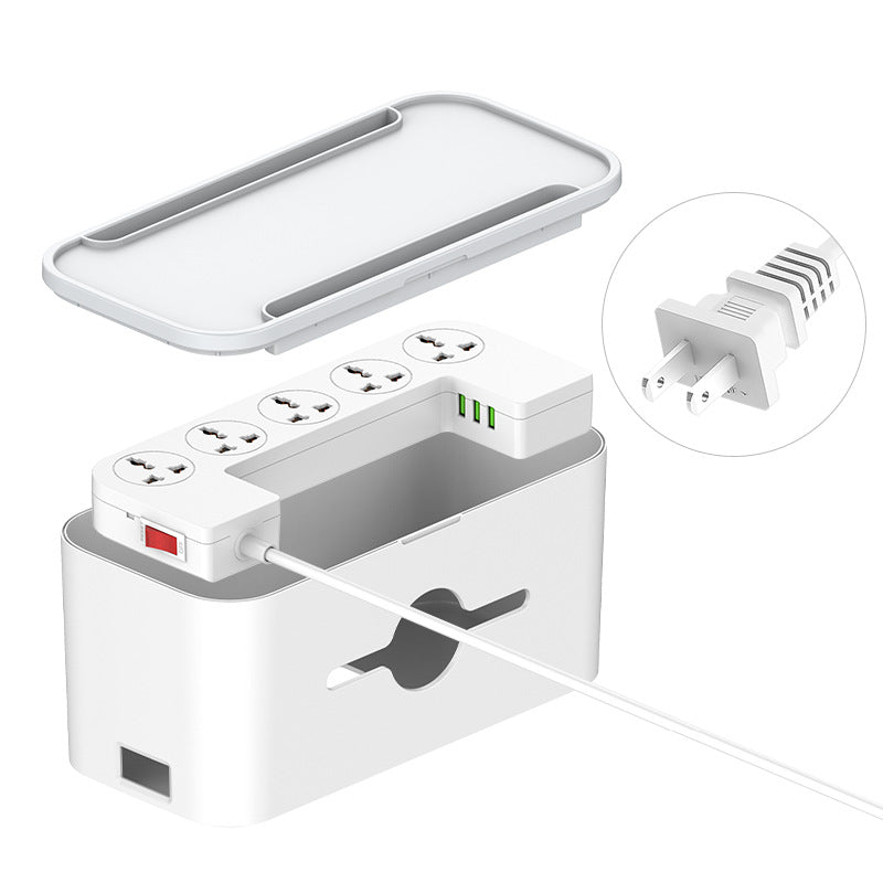 Lidenuo  multi-functional desktop socket storage box, British standard, US standard, Australian standard, with cable tractor board storage box