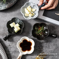 Japanese retro ceramic plate - minimalist plum blossom dish with handle, mustard sauce saucer, hotel-style sauce and condiment dish - wholesale