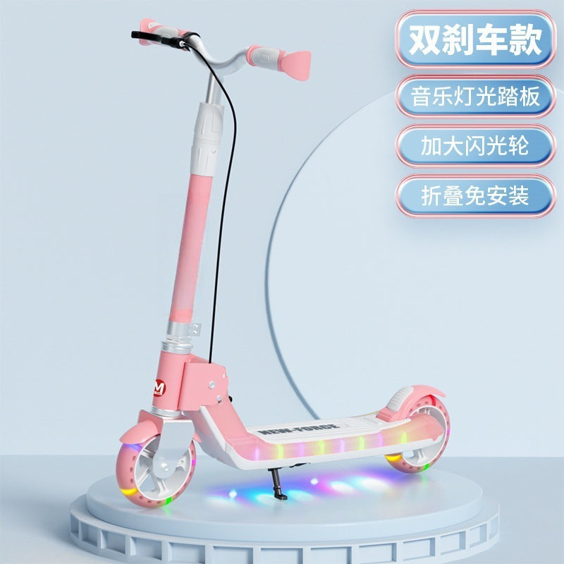 New children's scooter adult two-wheeler foldable adolescent men's and women's flash wheels large wholesale scooter