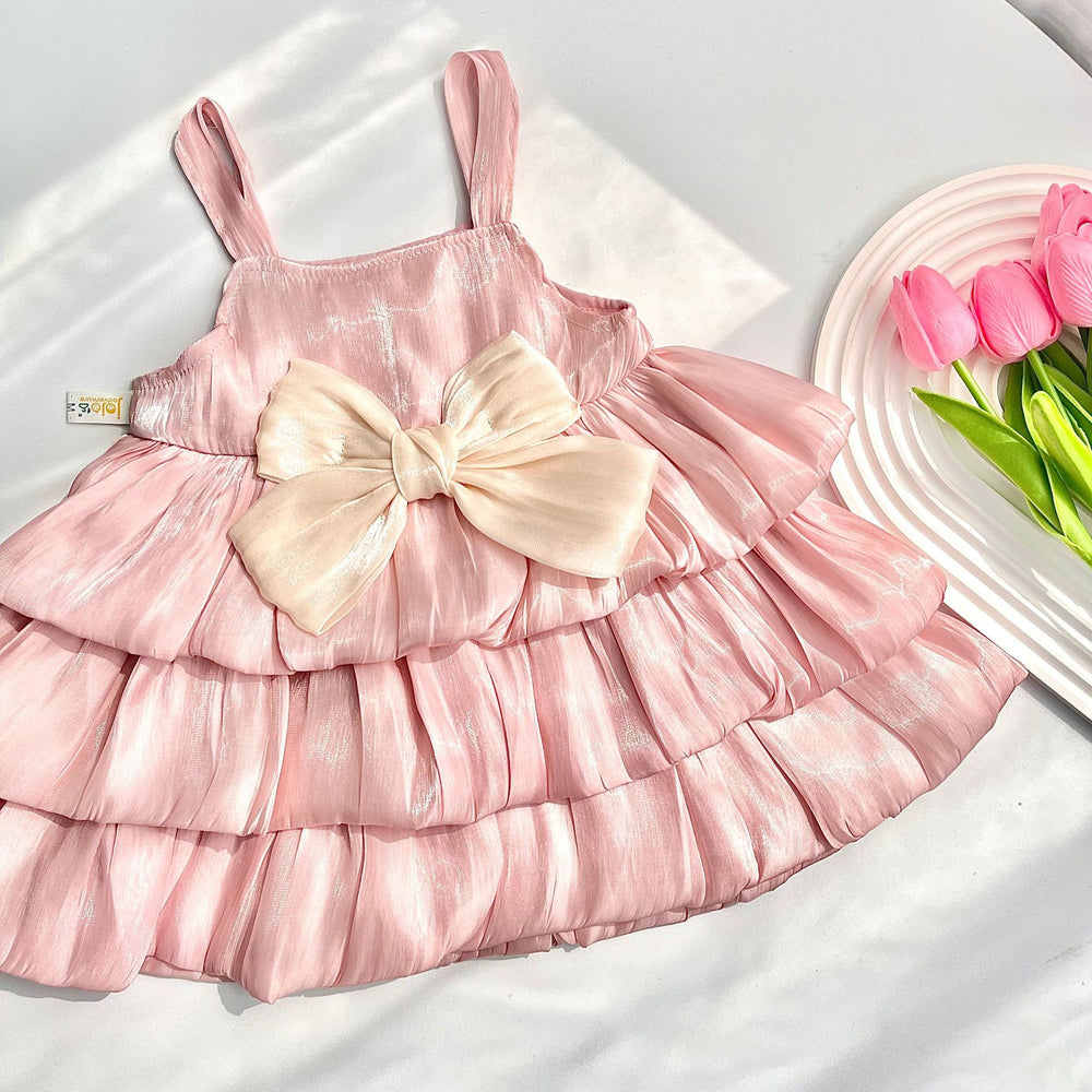 Girls' summer dress  new fashionable bowknot sleeveless cami dress for toddlers and young children - princess style