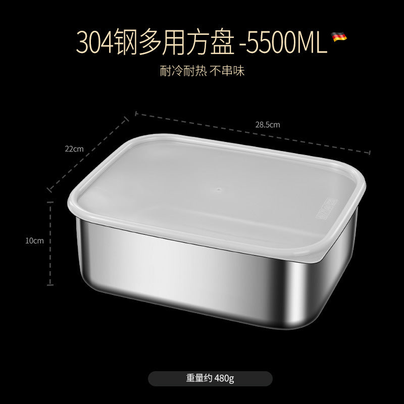 304 stainless steel crisper with lid large capacity refrigerator storage box food grade picnic portable box sealed lunch box