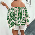 European and american style women's bohemian shirt dress - floral print, off-the-shoulder, vacation-inspired, loose fit, new arrival