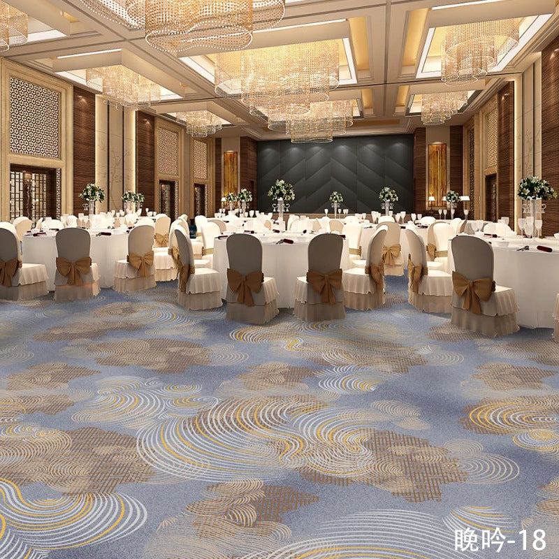Custom carpets for hotel banquet halls, corridors, and aisles - fire-retardant, full-spread nylon printed carpets for restaurants and dining rooms