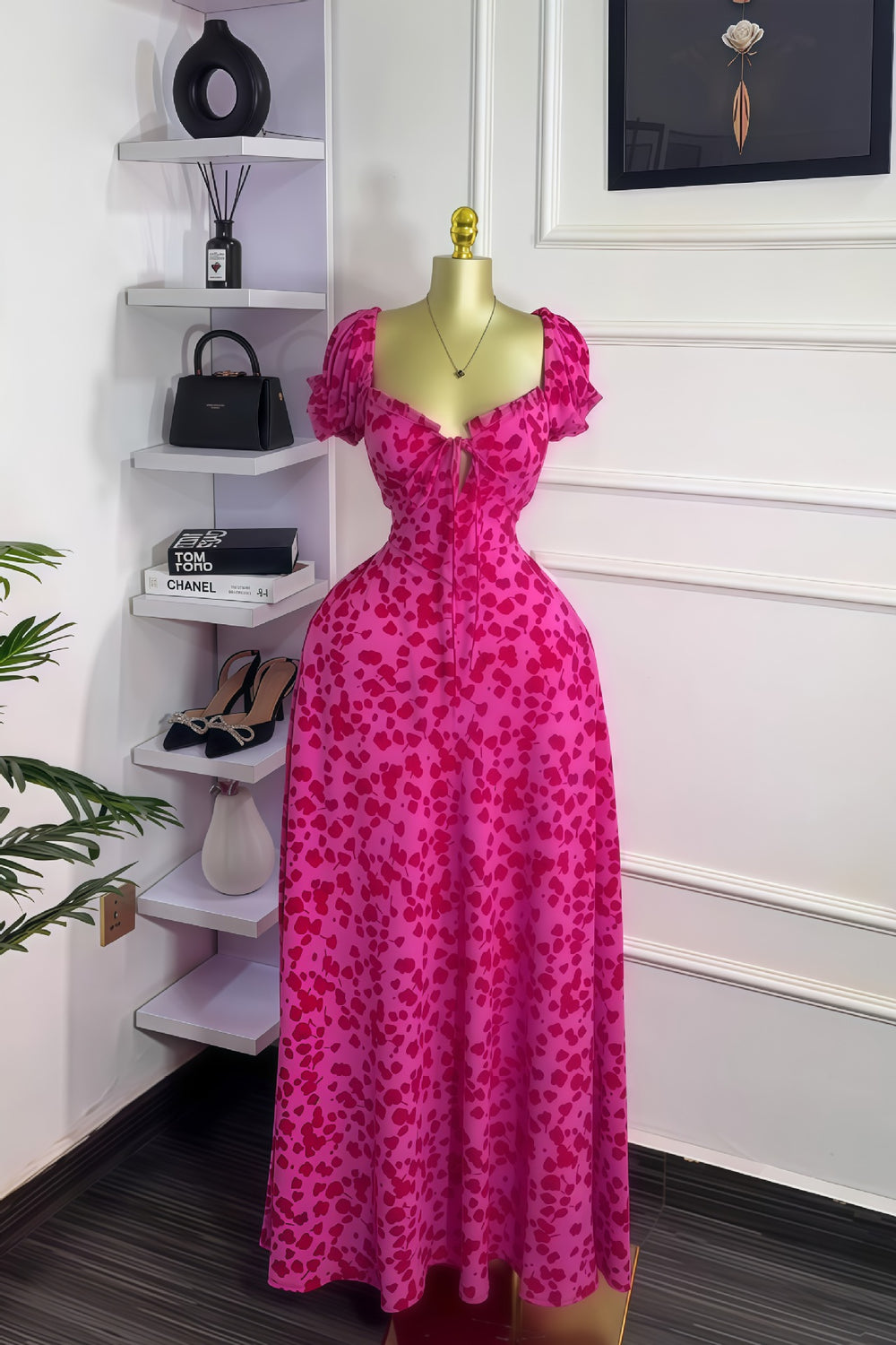European and american cross-border women's fashion  summer new arrival: printed short-sleeve butterfly tie sexy bodycon maxi dress