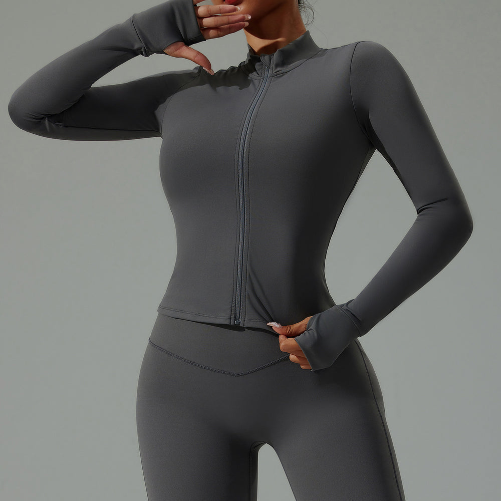Lulu zip-up compression long sleeve yoga top women's running fitness jacket cloud feel breathable activewear top