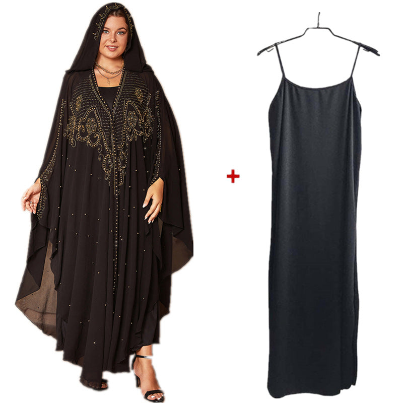 fashion women's clothing style hot diamond beading high density chiffon loose cape shawl