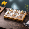 [6-compartment fruit plate with lid and gold rim] + wooden plate, thickened plastic