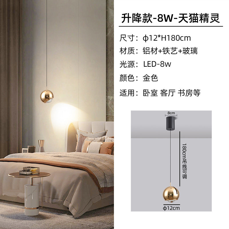[Strict selection] Bedroom bedside chandelier light luxury modern simple liftable master bedroom chandelier bedside lamp small chandelier