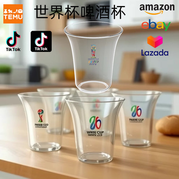 Customizable Tem PET transparent plastic cup Household mouthwash cup 2026KTV football beer cup World Cup water cup