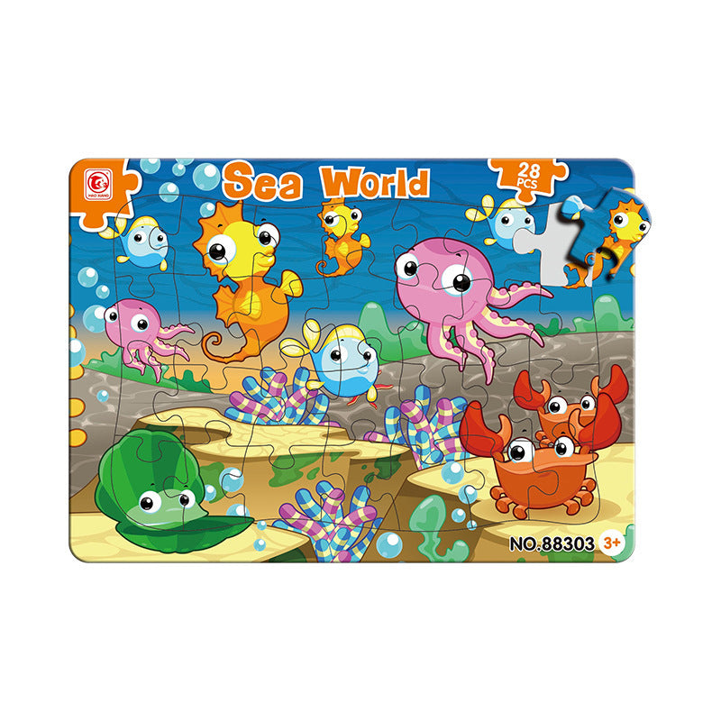 Cross-border export of children's puzzles 28 pieces double-layer puzzles, waterproof and fold-resistant observation training baby puzzle toys