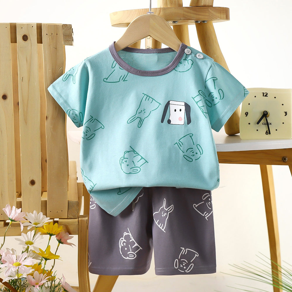 Kids' short-sleeve set: 100% cotton boys' t-shirt & baby summer outfit - girls' shorts, infant clothing, wholesale summer apparel