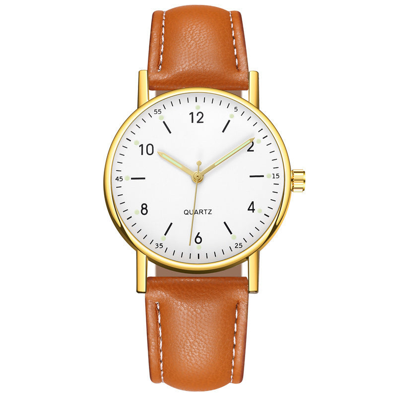 Factory direct luminous women's watch - minimalist digital leather strap quartz wristwatch - unisex casual watch for her