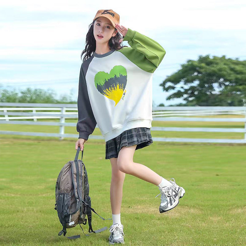 Girls' spring/autumn tops: new  casual style, stylish girls' clothing, mid-to-large children's sweatshirts, kids' sports autumn trend