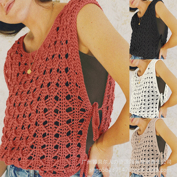 Women's  new European and American retro crochet sleeveless top ODL2403