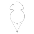 Double layer butterfly necklace wholesale european and american cross-border jewelry simple small diamond design pendant fashion clavicle chain women's short style