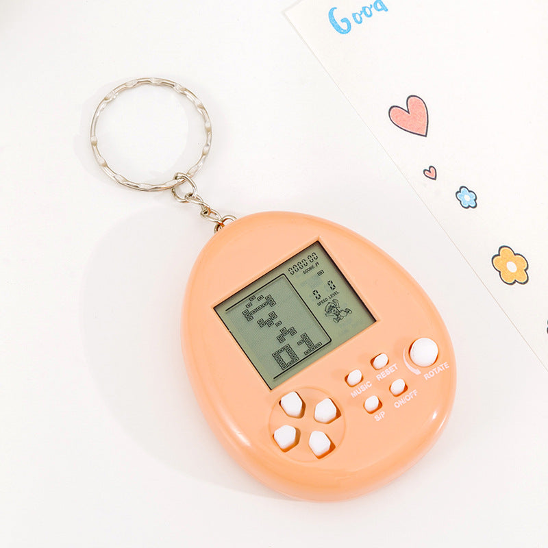 creative round keychain tetris mini game console toy handheld electronic game console charm