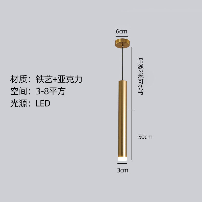 Modern minimalist linear single-head pendant light, italian-inspired light luxury style, suitable for bedrooms, bedside tables, bars, restaurants, and hotels