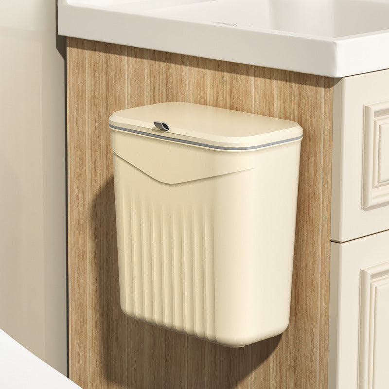 Kitchen hanging trash can for home cabinet wall hanging storage bucket plastic toilet bathroom trash can with lid wholesale