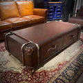 American retro storage table living room genuine leather box modern american country rattan distressed coffee table cigar bar cabinet