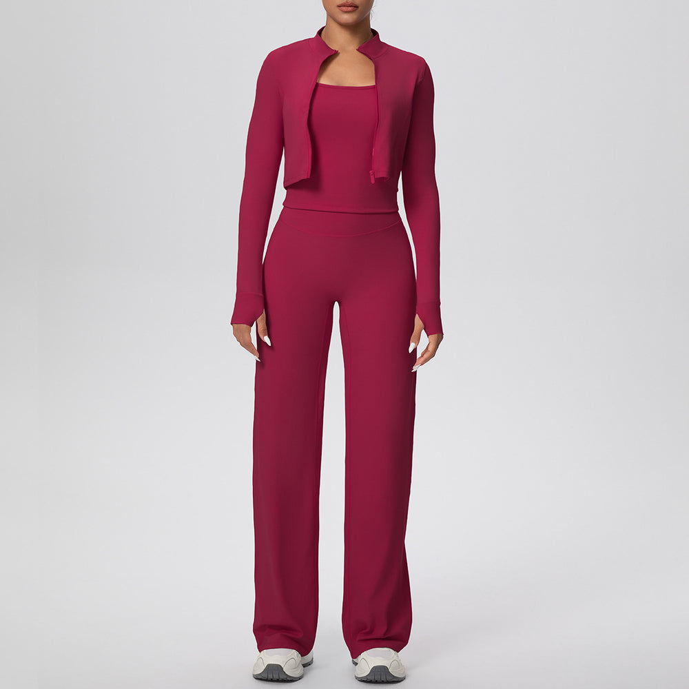 New barely-there quick-dry activewear set: outdoor casual running & fitness outfit - butt-lifting, tummy-control, wide-leg yoga leggings