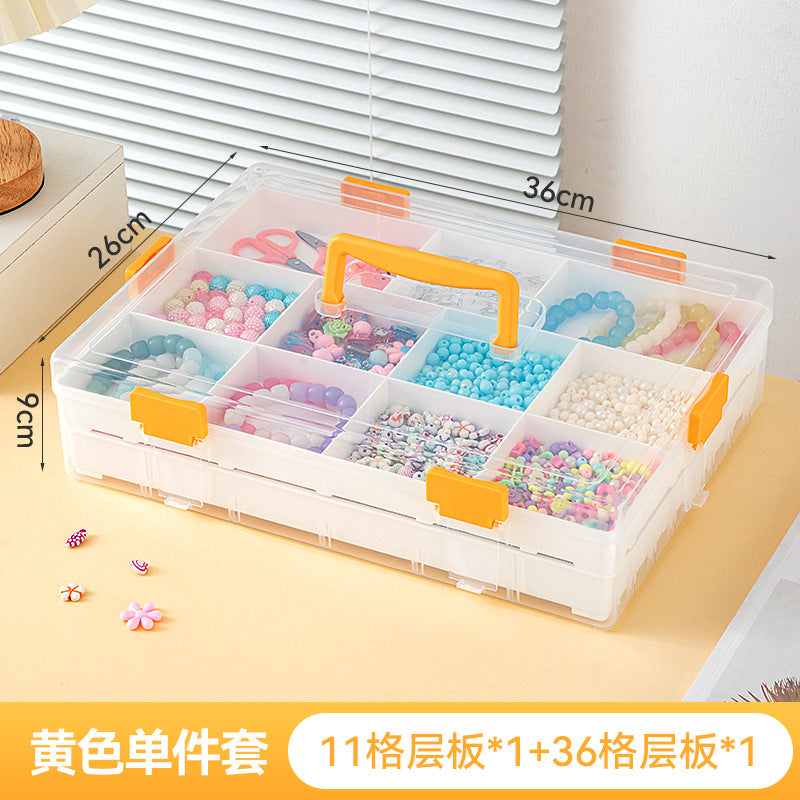 Desktop beaded jewelry storage box Plastic with lid grid classification Multi-layer stackable loose bead bead storage box