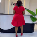 European and american cross-border women's clothing:  summer new arrivals - african-inspired elegant solid color bow slim-fit pleated dress