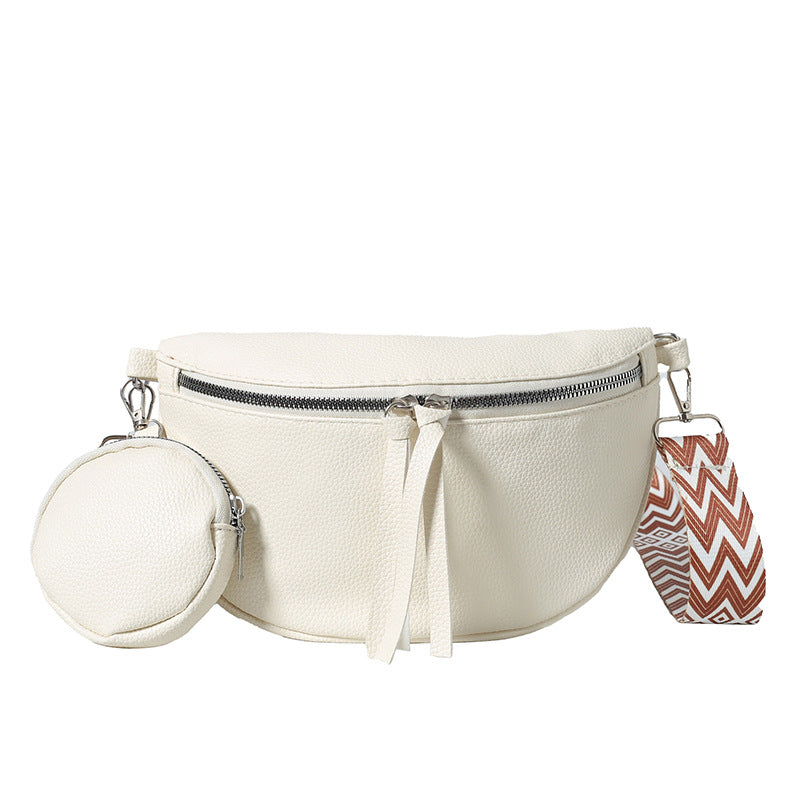Foreign trade niche design women's breast bag 2024 new PU texture shoulder messenger bag solid color simple fashion fanny pack