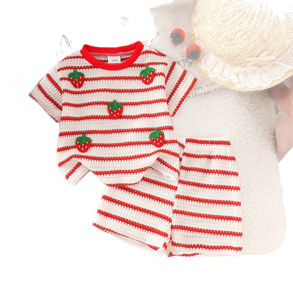 Children's clothing shein cross-border girl suit short-sleeved t-shirt + shorts two-piece set