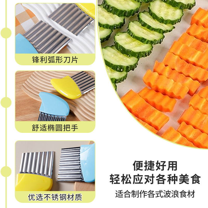 hot-selling wave multi-functional kitchen knife stainless steel french fries wolf tooth potato knife potato slicer potato cutter