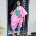 European and american cross-border african women's clothing  spring new arrival: elegant casual loose plus size pink striped dress
