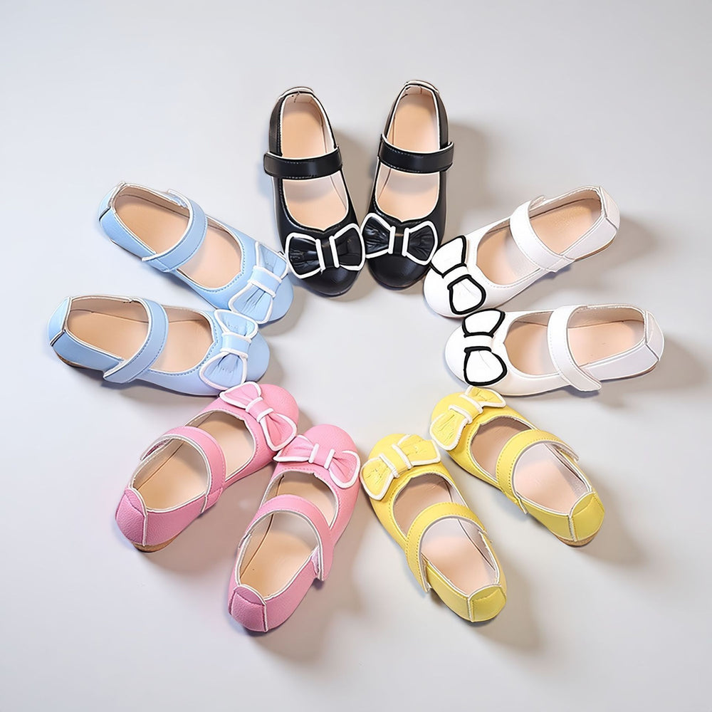 Girls' leather shoes - new spring/autumn  collection: soft-soled crystal princess shoes with bow detail