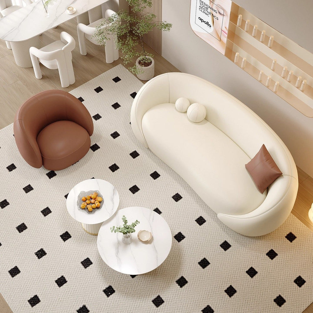 Cream style three-person sofa small apartment popularaccessible luxury balcony coffee table combination beauty salon rest area reception negotiation