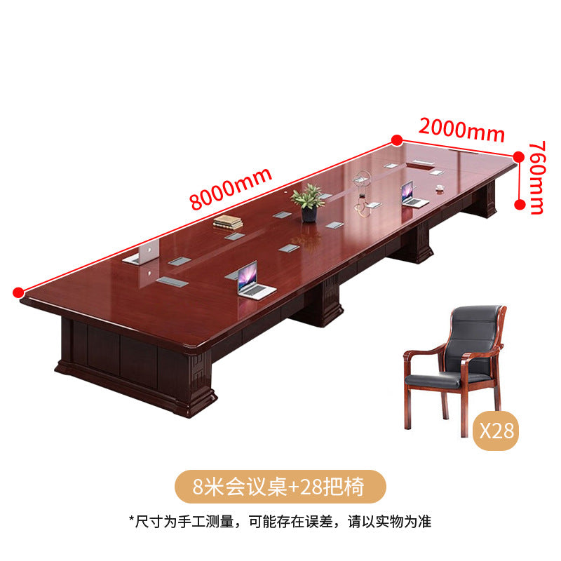 Saint li paint conference table with solid wood veneer, rectangular table, company meeting large negotiation table and chair set