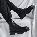 Popular martin boots for men, high-top trendy spring & fall british style, retro mid-top leather shoes, heightening black leather boots