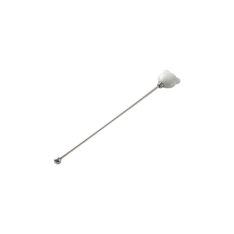 Candy-colored ceramic bear head stirring stick - anti-scald, high-style coffee stirrer & 304 stainless steel wine stirrer