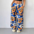 Ready-to-ship  spring/summer european and american women's fashion: new hot girl style pocket streetwear printed loose fit casual pants