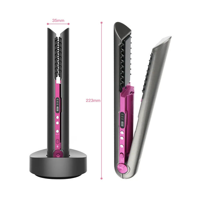 Cross-border explosion new wireless hair straightener curling iron straight roll dual-purpose multi-gear adjustment constant temperature splint portable roll