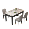 Nordic rock slab dining table and chair set - minimalist modern rectangular faux solid wood home dining table for small spaces