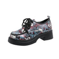 plus size small leather shoes women's british style flatsspring & fallprintingthick sole thick high heel loafersfashion