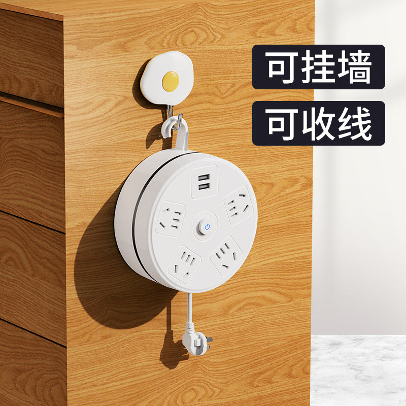 Retractable power strip with cord, multi-purpose extension cord, long cord, multi-function socket panel, multi-outlet with usb charging ports