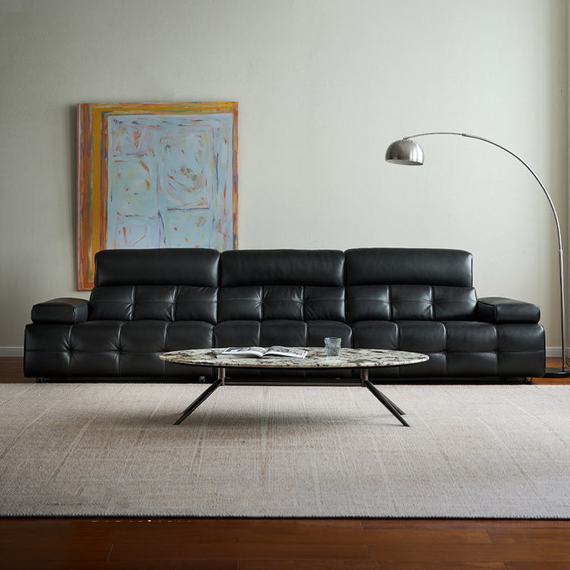 Italian laurence sofa foshan furniture high back genuine leather sofa classy black living room straight row high-end sofa