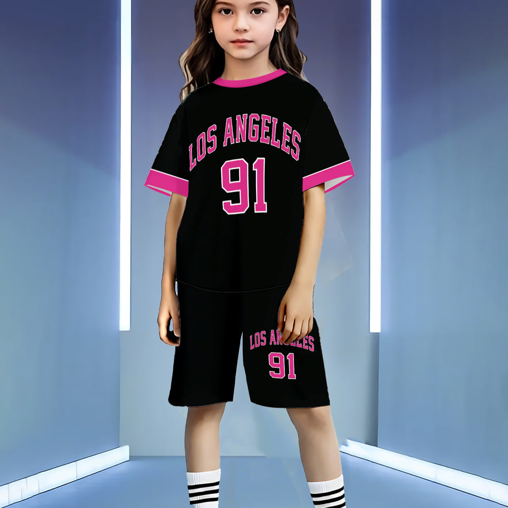 wholesale girls' short-sleeve and shorts sets, fashionable spring, summer, and autumn outfits for girls