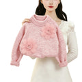 Girls' sweater - new autumn/winter  collection: stylish floral print crewneck knit top, korean style sweet princess design