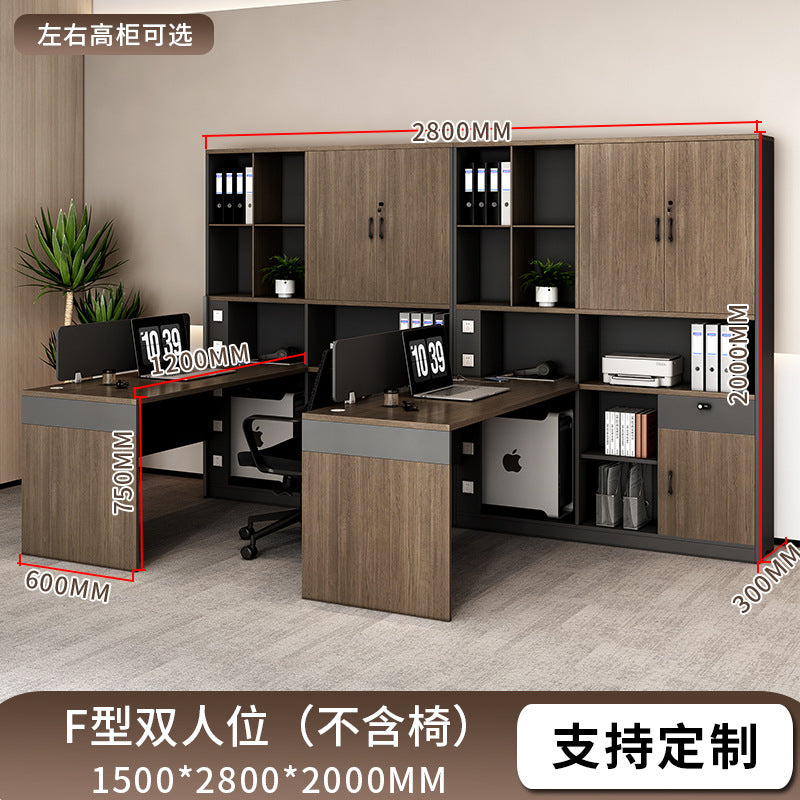 Staff desk and chair office financial computer table high cabinet furniture chair combination staff table modern screen card slot