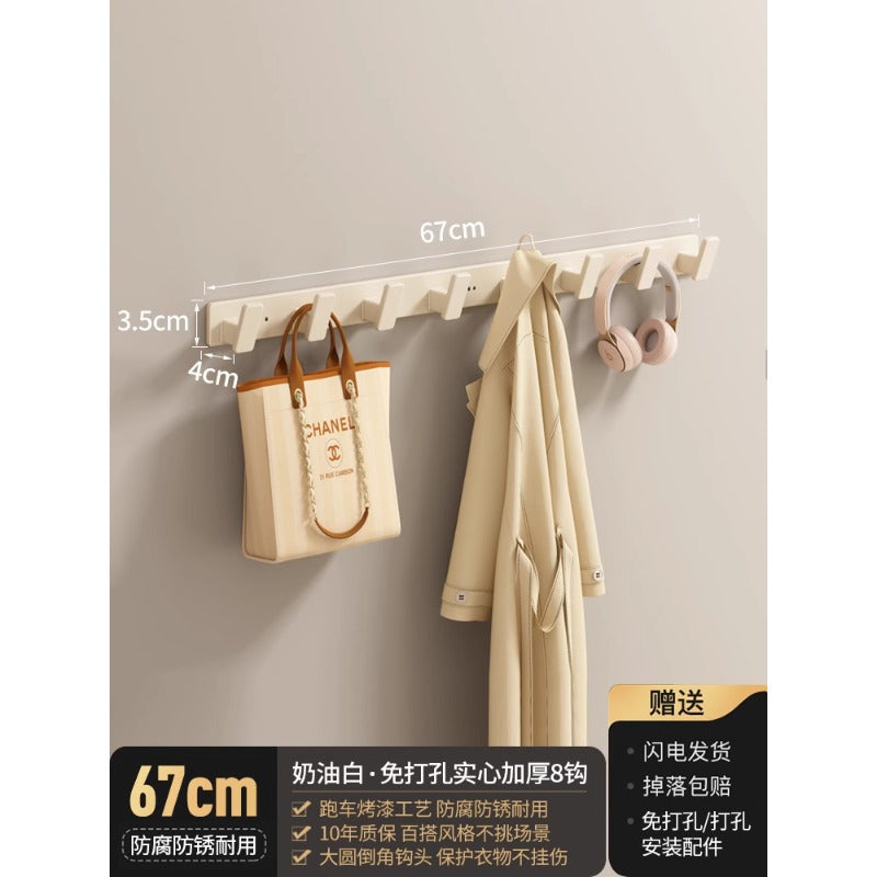 Over-the-door hook, no-drill wall mount hanger, heavy-duty adhesive, weight-bearing entryway coat hook, wall-mounted hook rack