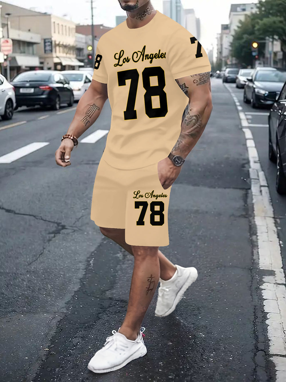 Men's casual sports set - short sleeve & shorts - summer hot seller - cross-border fashion - two-piece leisure outfit