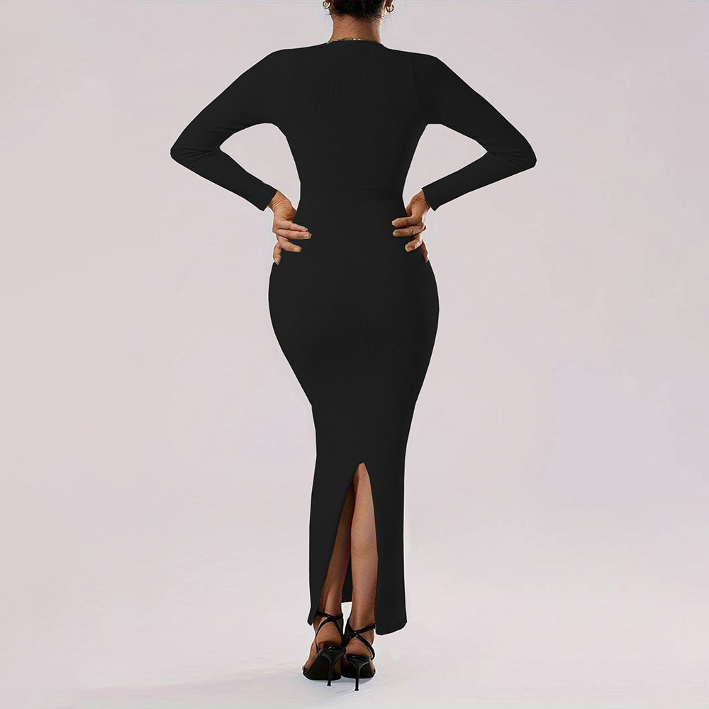 cross-border chic chanel-style square neck dress - autumn/winter slim-fit bodycon maxi dress for women