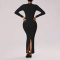 cross-border chic chanel-style square neck dress - autumn/winter slim-fit bodycon maxi dress for women