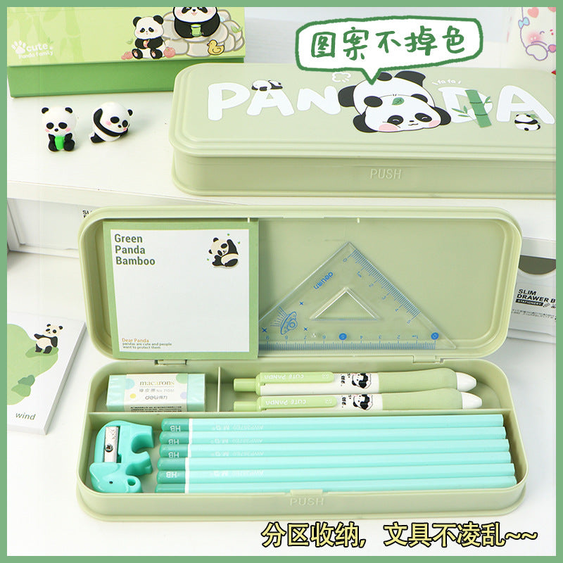 Chinese wind panda pencil bag ins wind niche stationery box cartoon waterproof pencil case primary school students Internet celebrity stationery bag